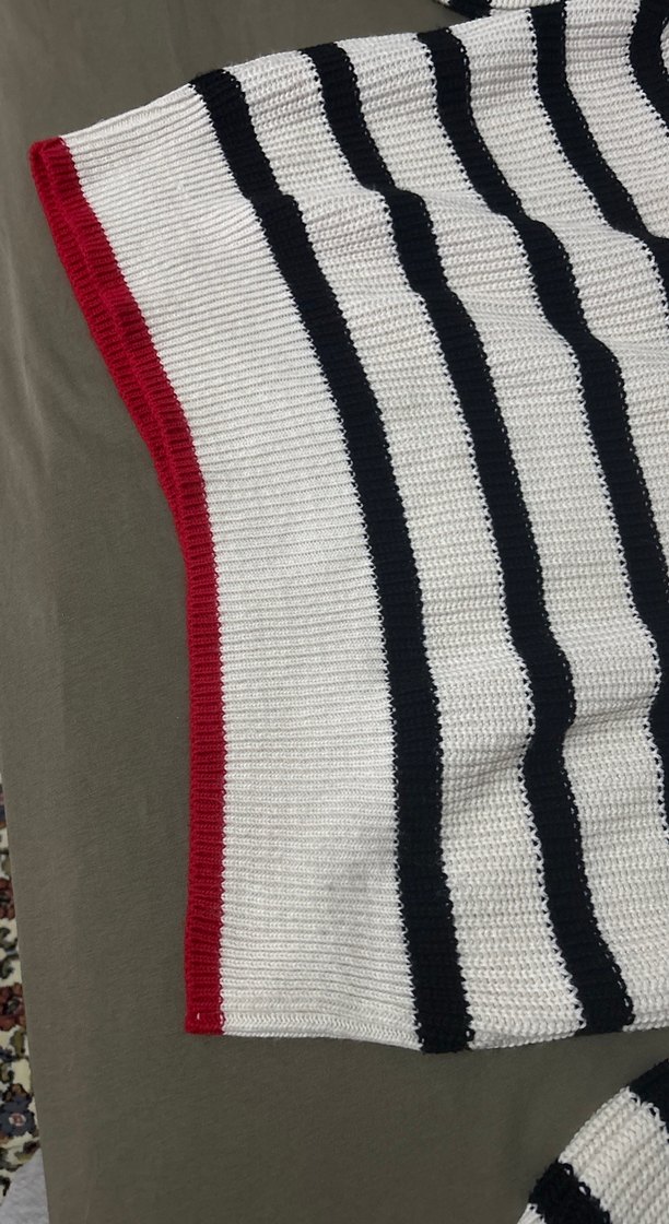 Çizgili Boğazlı Kadın Triko Kazak - Görsel 3