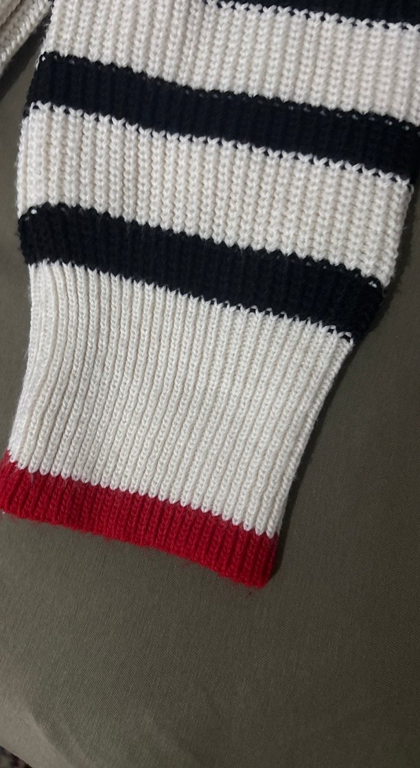 Çizgili Boğazlı Kadın Triko Kazak - Görsel 2