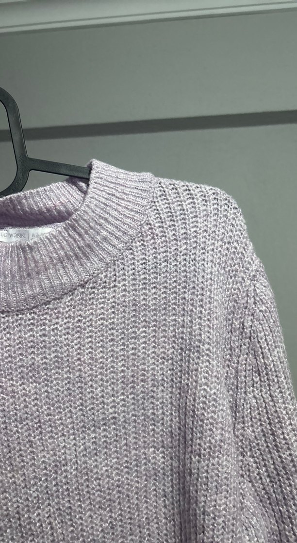 Açık pembe Boğazlı Örgü Kadın Kazak - Görsel 5