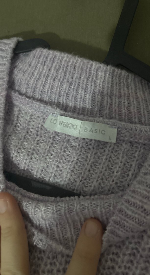 Açık pembe Boğazlı Örgü Kadın Kazak - Görsel 3