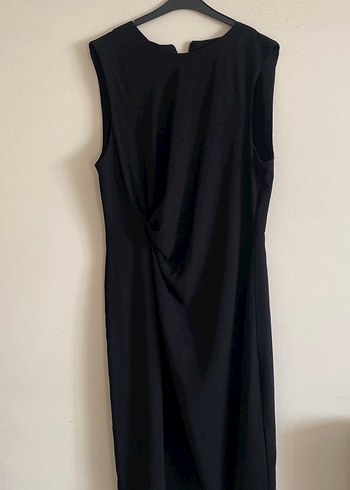 Drapeli Siyah Midi Kadın Elbise - Görsel 2