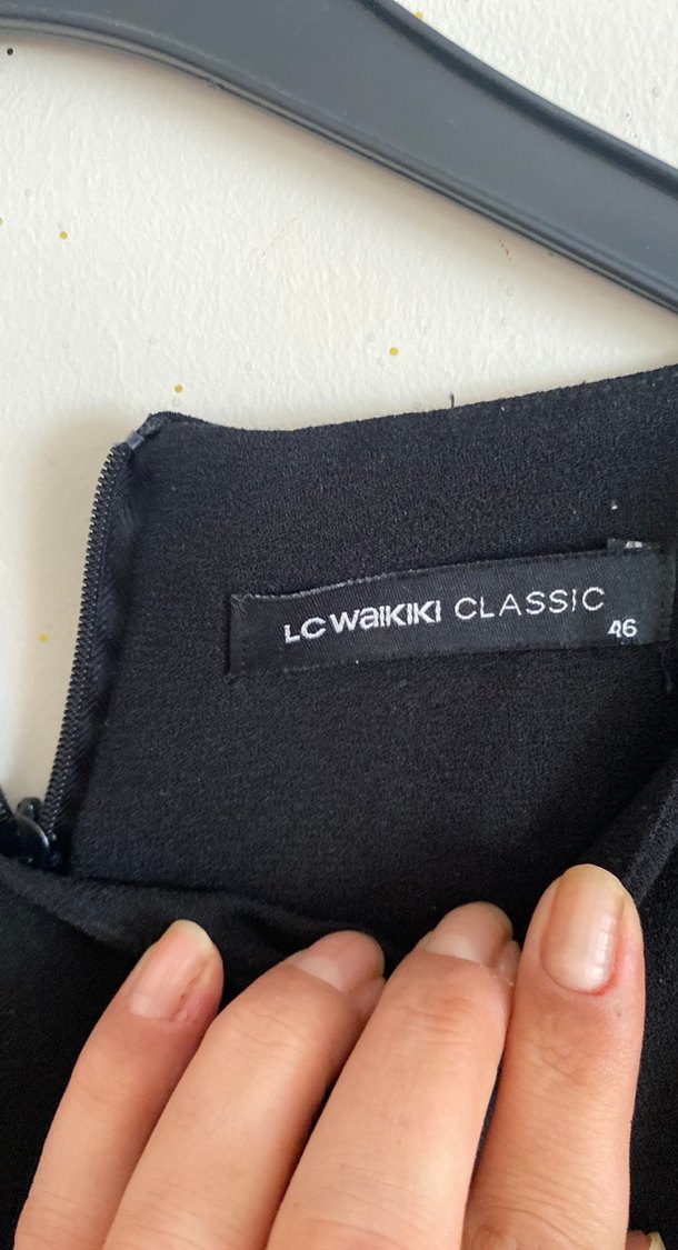 Drapeli Siyah Midi Kadın Elbise - Görsel 3