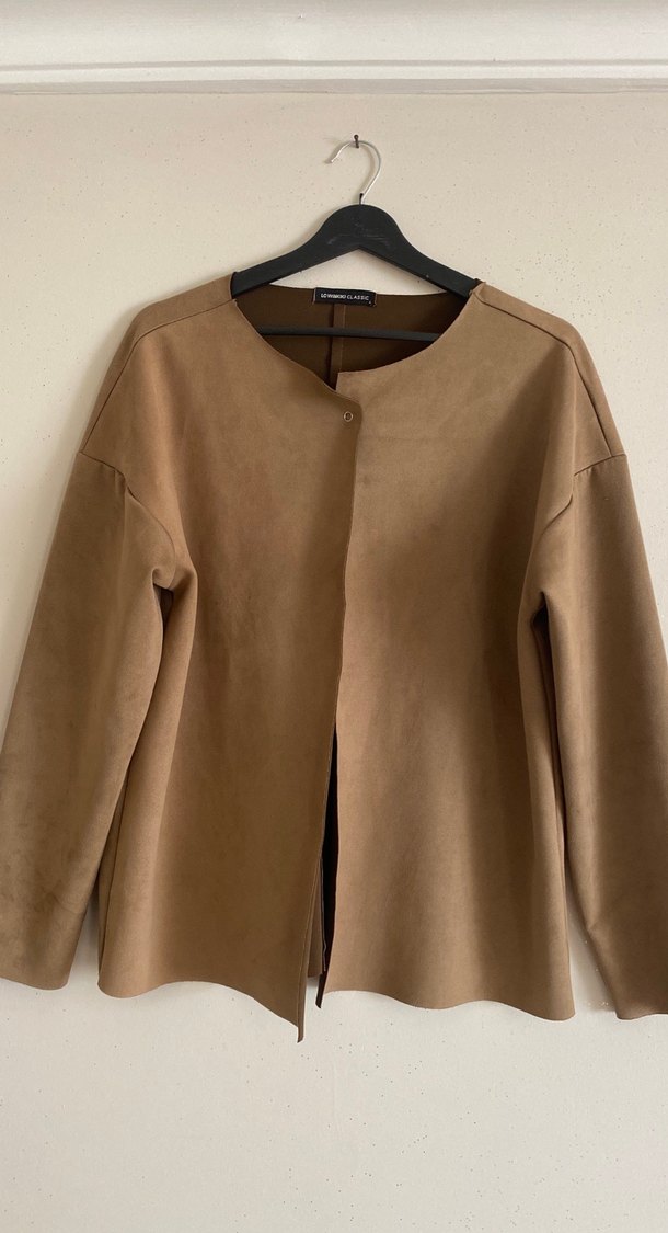 Bej Süet Kadın Midi Ceket - Görsel 2