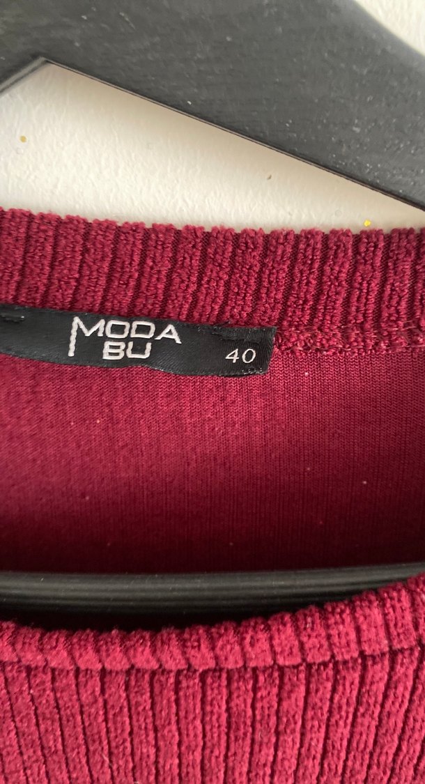 Bordo Uzun Triko Elbise - Görsel 4