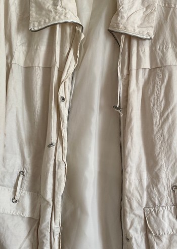 Düğmeli Pamuklu Kadın Beyaz Ceket - Görsel 4