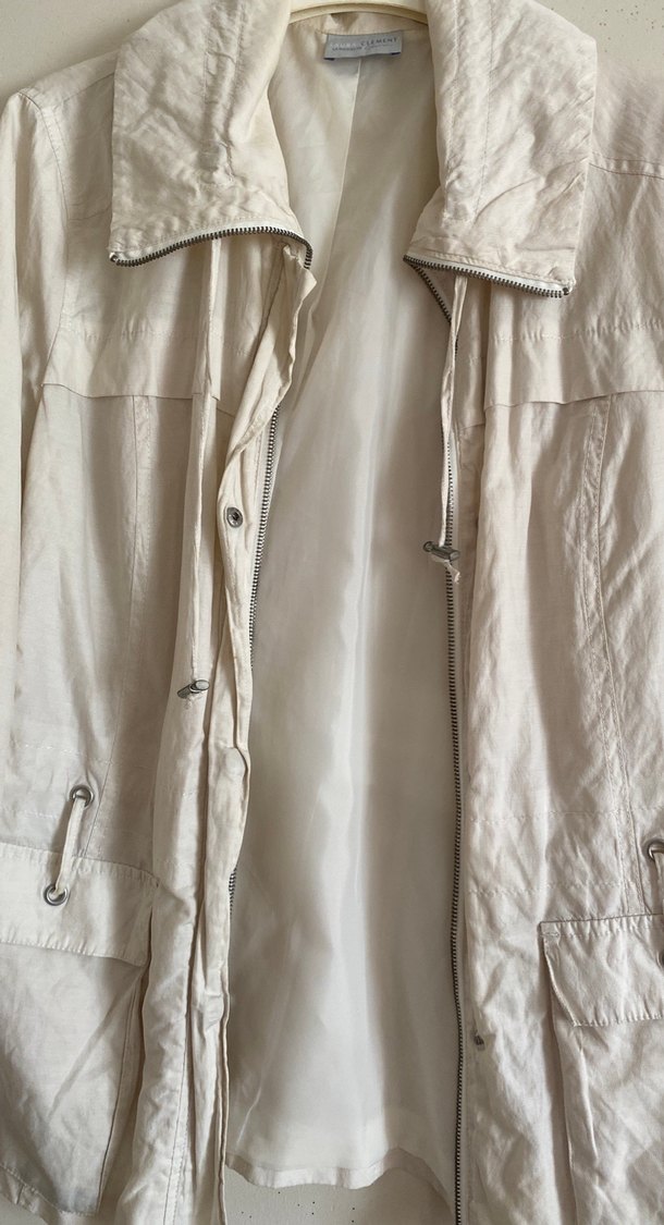 Düğmeli Pamuklu Kadın Beyaz Ceket - Görsel 4