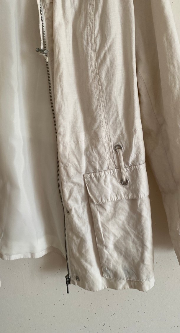 Düğmeli Pamuklu Kadın Beyaz Ceket - Görsel 3