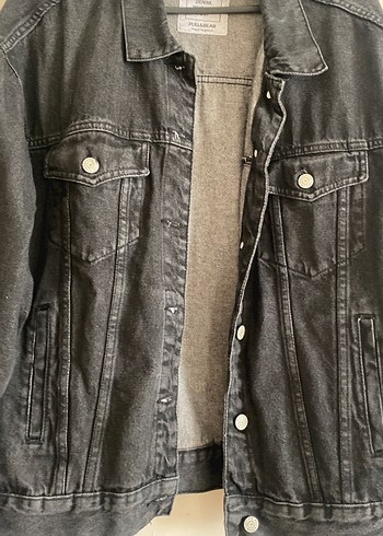 Düğmeli Gri Kadın Denim Ceket - Görsel 3