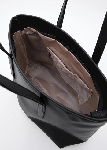 Siyah Deri Minimalist Kadın Omuz Çantası - Görsel 2