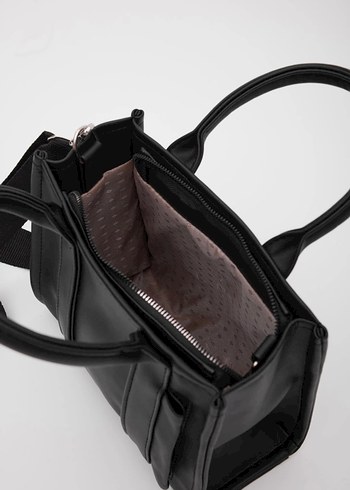 Siyah Deri Kemer Detaylı Kadın Çanta - Görsel 2