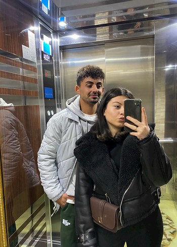 Zara Kürklü Siyah Mini Biker Deri Ceket