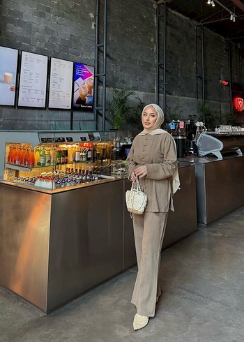 ipekyol Etik Desenli Bej Kadın Takım Elbise