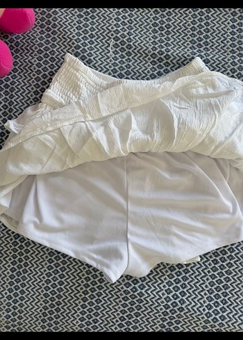 Fırfırlı Keten Mini şort etek - Görsel 2