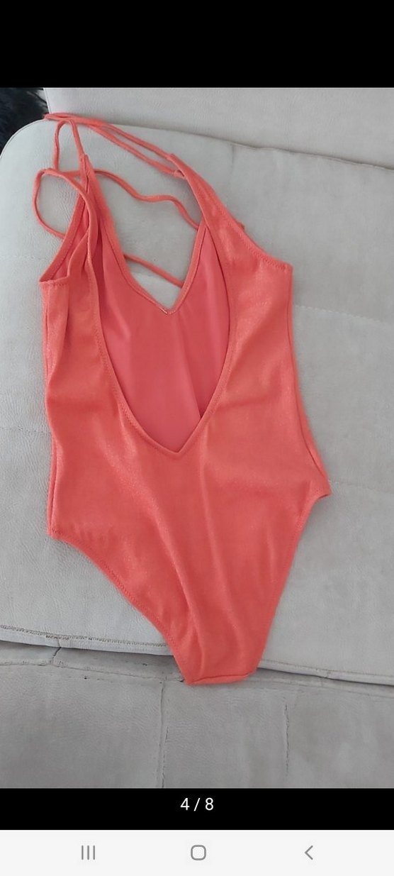 Turuncu Sırt Dekolteli Kadın Mayo - Görsel 5