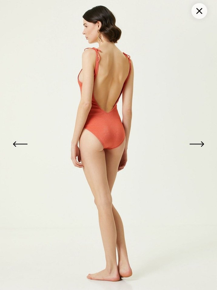 Turuncu Sırt Dekolteli Kadın Mayo - Görsel 2