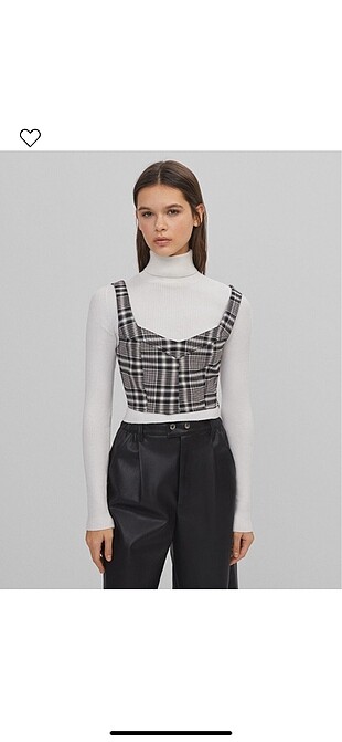 Bershka ekoseli crop top