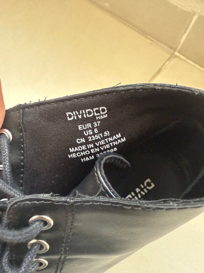 H&M marka Siyah Deri Dolgu Topuklu Kadın Bot - Görsel 3