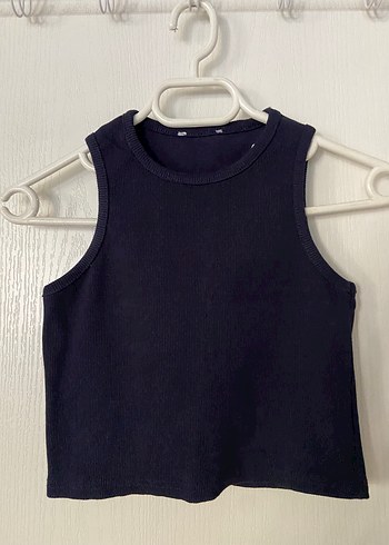 Lacivert halter yaka crop