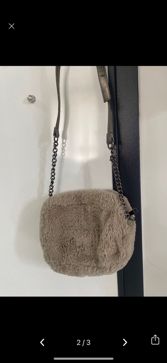 Gri Peluş Kadın Omuz Çantası - Görsel 2