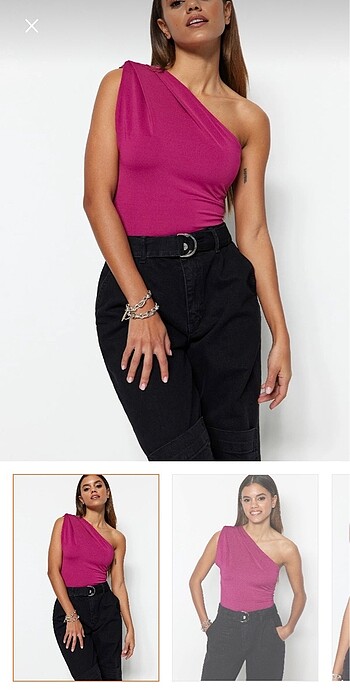 Tek Omuz Pembe Çıtçıtlı Body B