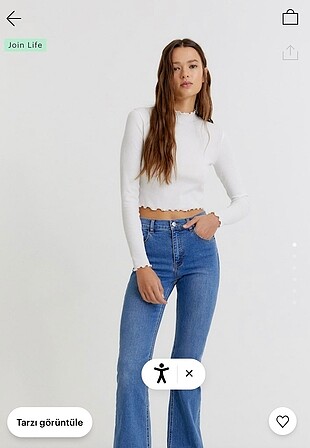 İspanyol Bol paça kot pantolon Pull&Bear Jean