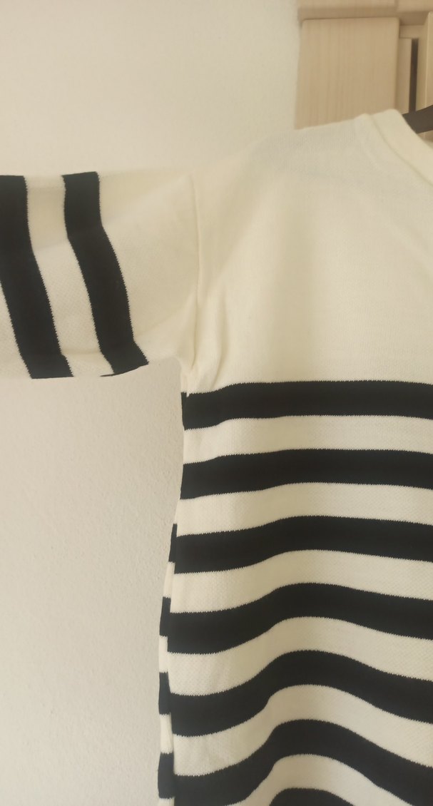 Çizgili Beyaz Gri Kadın Triko Kazak - Görsel 2