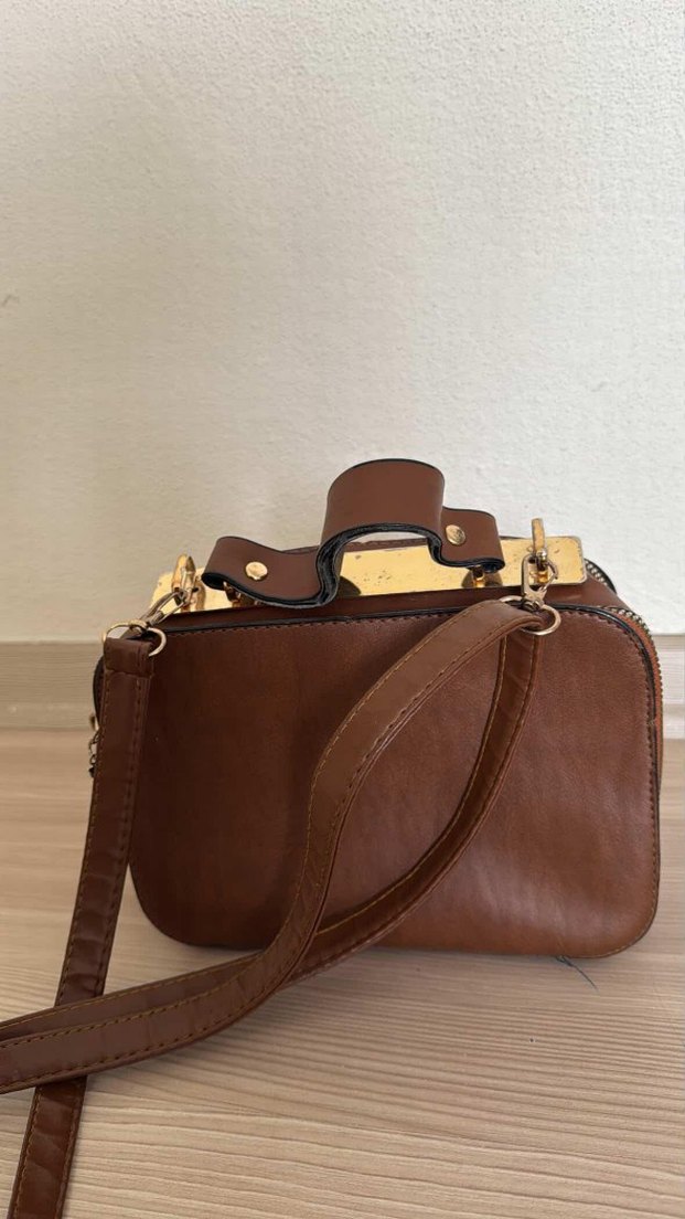 Kahverengi Deri Kadın Çanta - Modern Klasik - Görsel 2