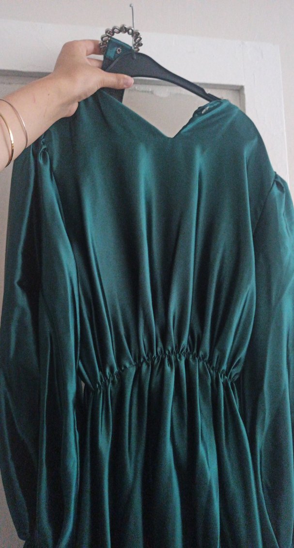 Uzun, Yüksek Yakalı, Kadın Elbise - Görsel 5