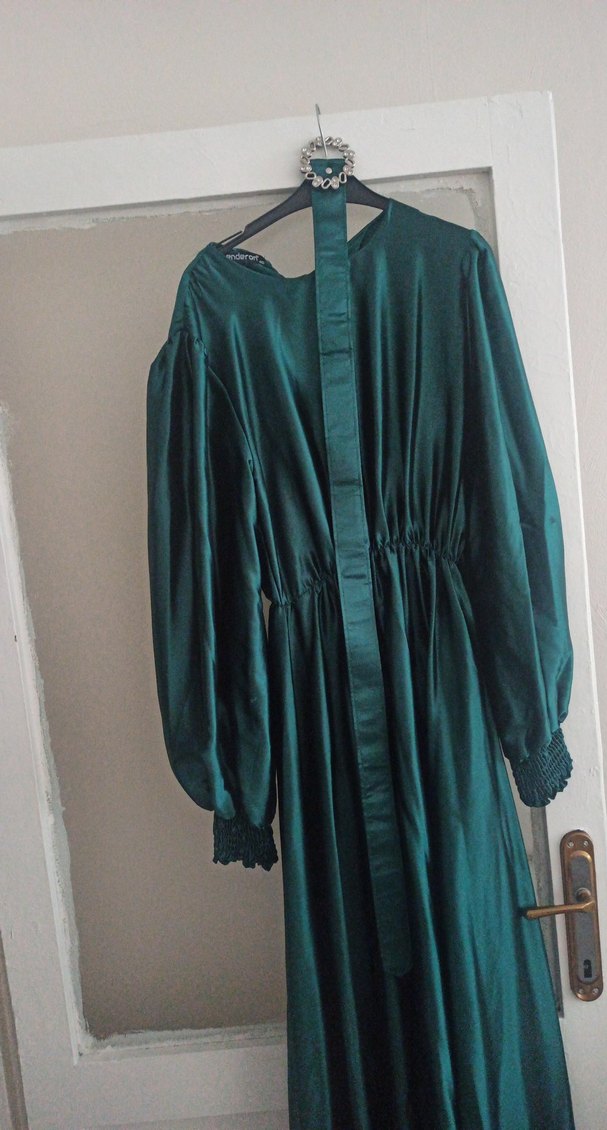 Uzun, Yüksek Yakalı, Kadın Elbise - Görsel 2