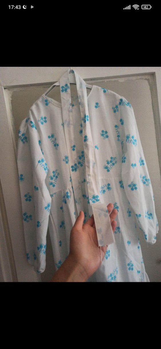 Diger Beyaz Pastel Renkli Uzun Elbise - Görsel 2