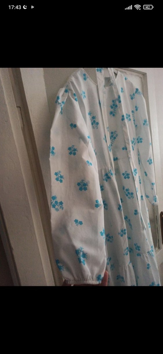 Diger Beyaz Pastel Renkli Uzun Elbise - Görsel 3