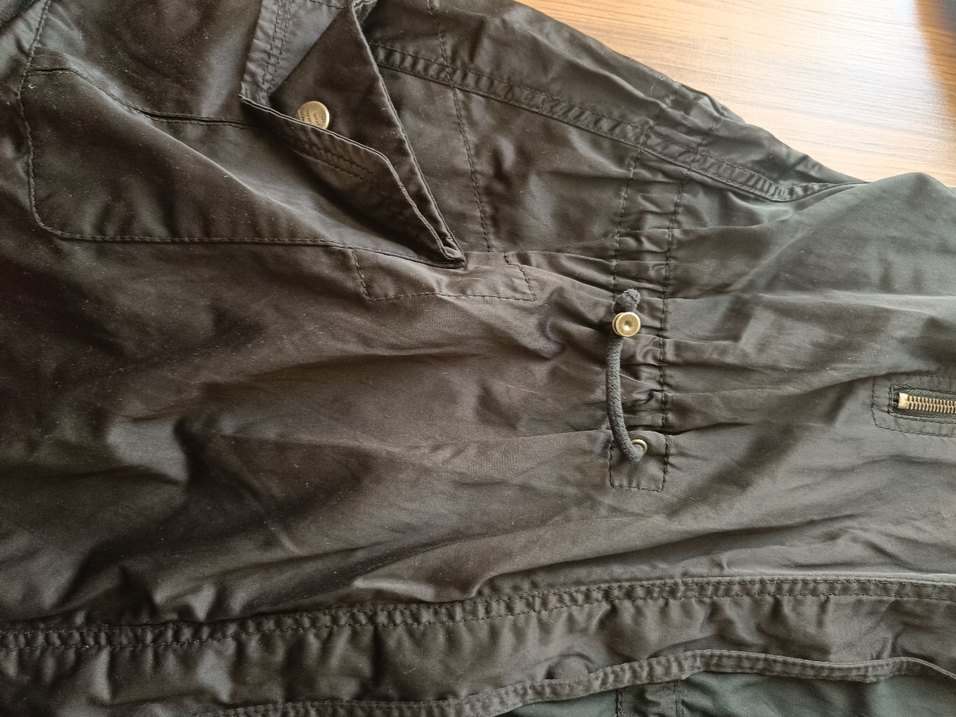 Siyah Denim Fermuarlı Midi Ceket - Görsel 3