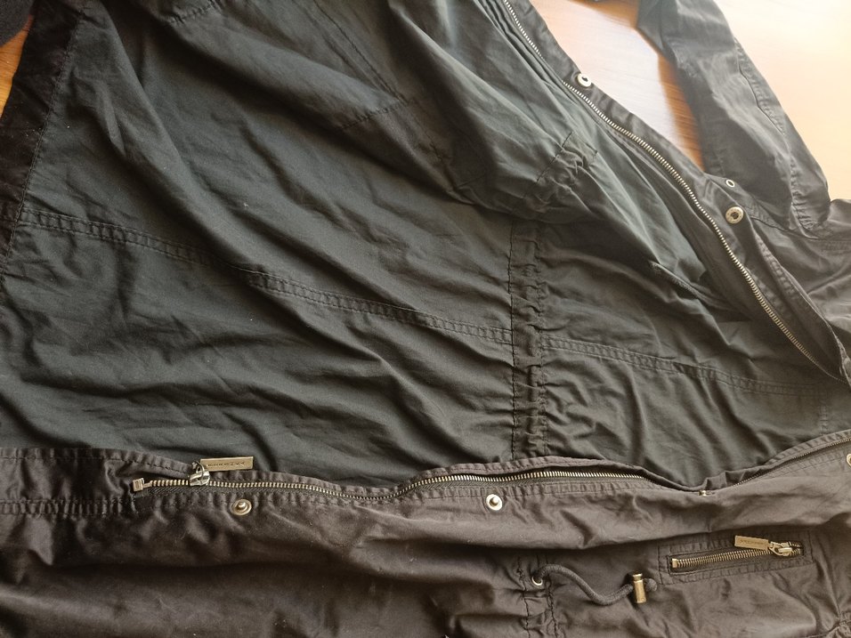 Siyah Denim Fermuarlı Midi Ceket - Görsel 2