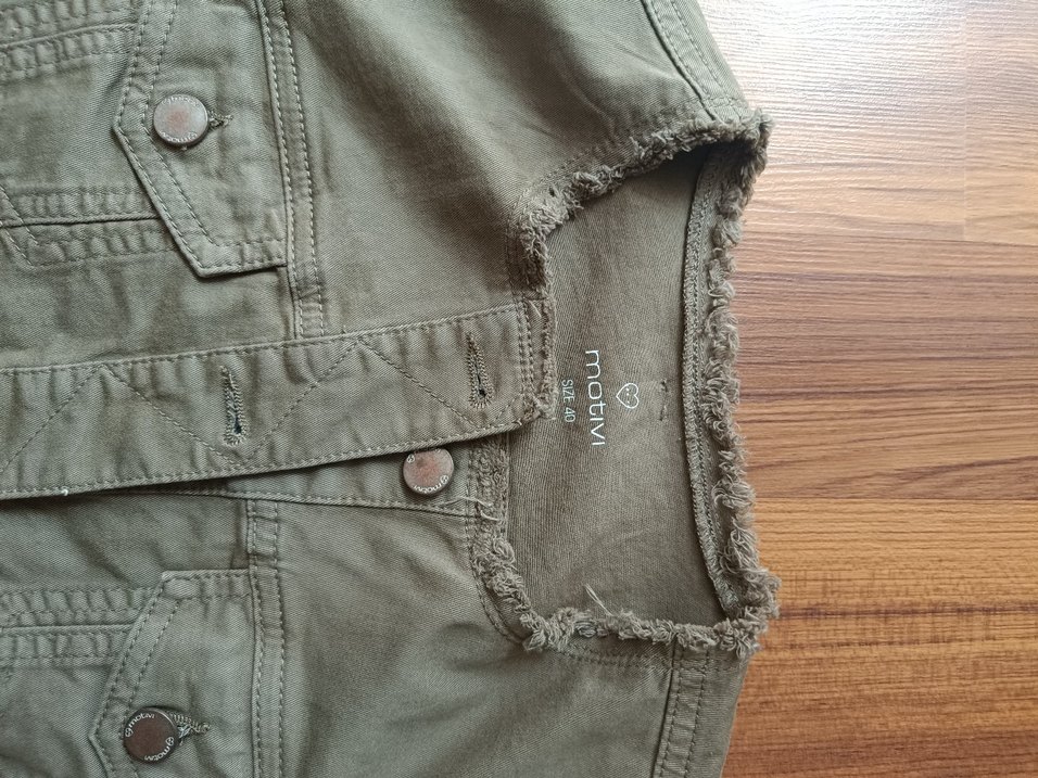 Düğmeli, Salaş Kesim Kadın Keten Ceket - Görsel 2