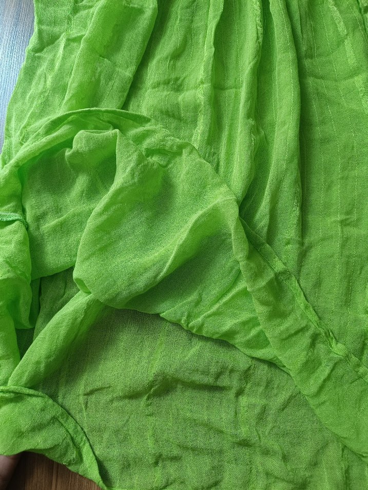 Yeşil Parlak Keten Bohem elbise - Görsel 3