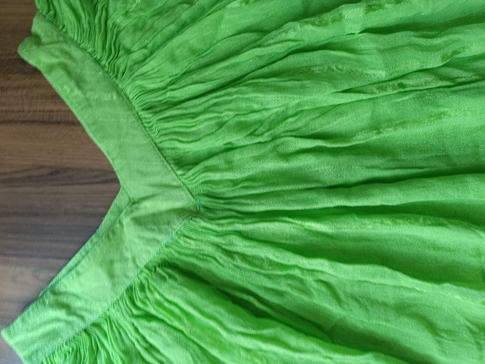 Yeşil Parlak Keten Bohem elbise - Görsel 2