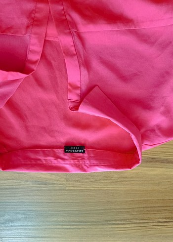 Pembe V Yaka Kadın Midi Gömlek - Görsel 2