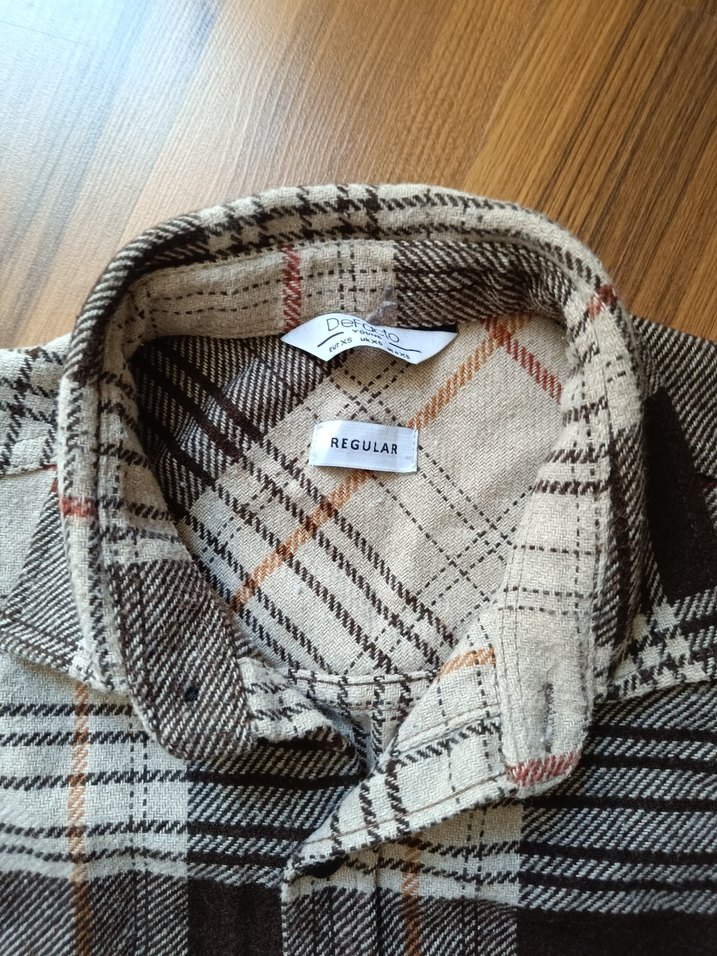 Erkek Kahverengi Pamuklu Kareli Gömlek - Görsel 4