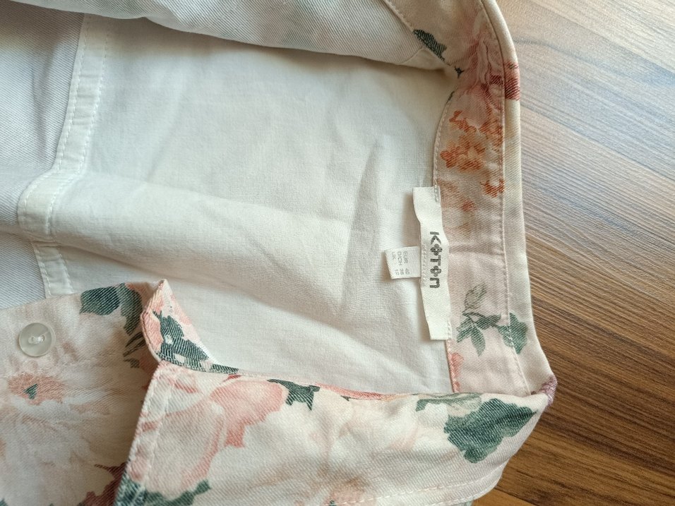 Bej Çiçek Desenli Bohem Gömlek - Görsel 4