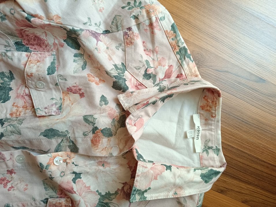 Bej Çiçek Desenli Bohem Gömlek - Görsel 2