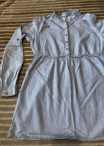 Mavi Çizgili Uzun Kollu Kız Çocuk Gömlek - Görsel 2