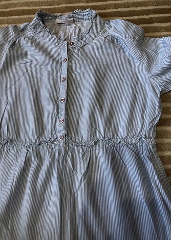 Mavi Çizgili Uzun Kollu Kız Çocuk Gömlek - Görsel 3