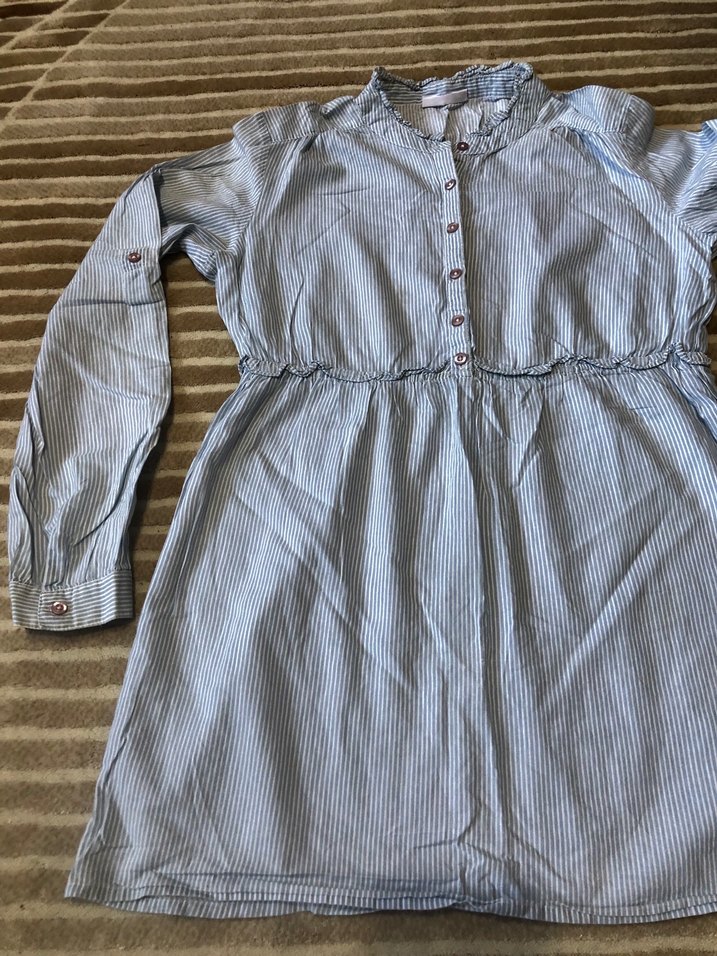 Mavi Çizgili Uzun Kollu Kız Çocuk Gömlek - Görsel 2