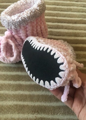 Kız Çocuk Pembe Örgü Panduf - Görsel 3