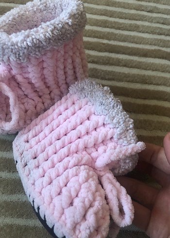 Kız Çocuk Pembe Örgü Panduf - Görsel 2