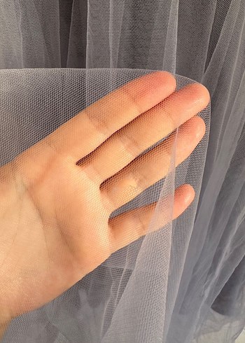 Uzun Kollu Gri-lilamsı  Yüksek Yakalı Abiye - Görsel 5