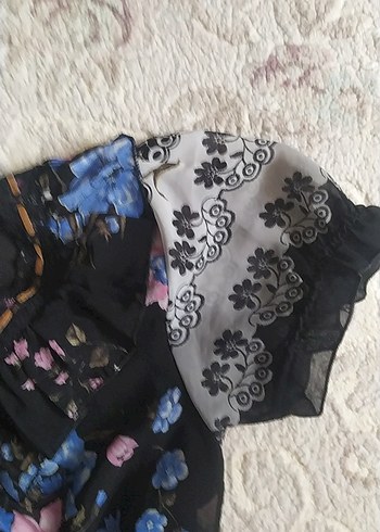 s Beden çeşitli Renk Dantel Detaylı Çok Renkli Midi Bohem Elbise