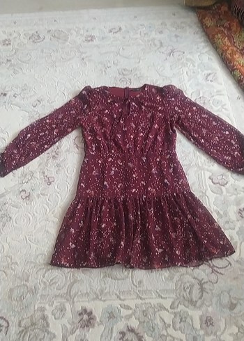 Bordo Uzun Kollu Bohem Kız Elbisesi