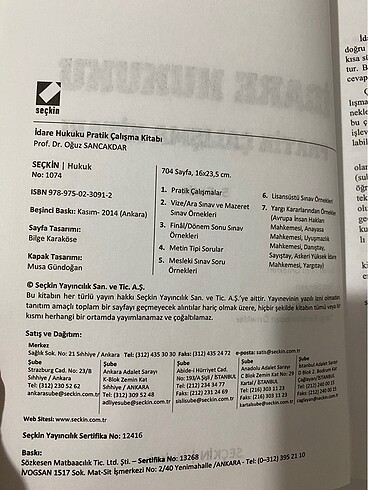 İdare Hukuku Pratik Çalışma Kitabı SANCAKDAR