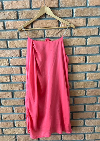 Pembe Askılı Mini Elbise
